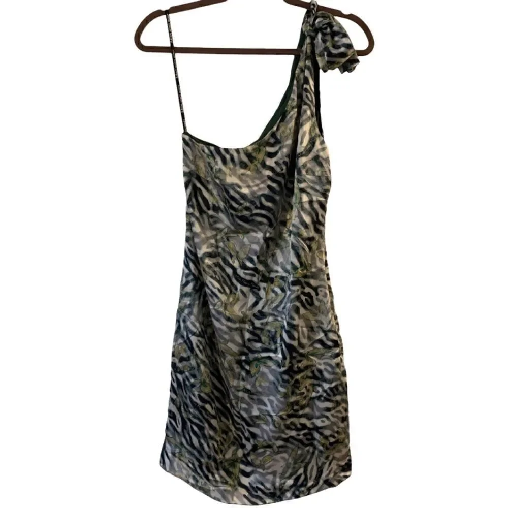 Miss Money Money Silk One Shoulder Dress